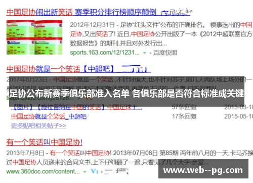 足协公布新赛季俱乐部准入名单 各俱乐部是否符合标准成关键